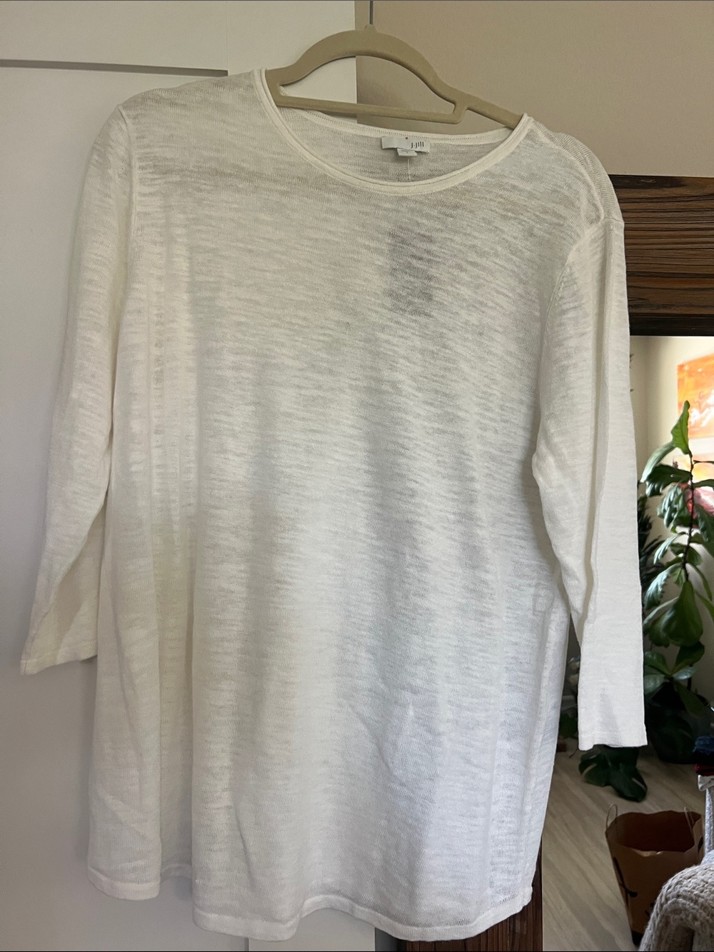 NWT J. Jill white 3/4 sleeve top. Size large